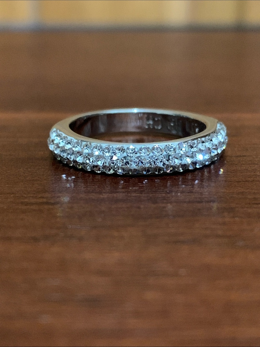 Silver tone clear stone ring size 6.5